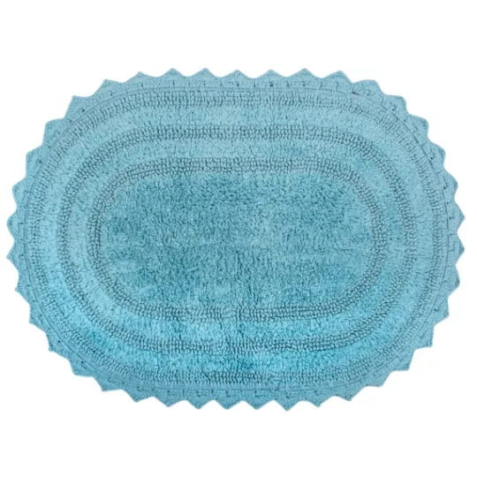 Kirkland's Home Turquoise Small Crochet Oval Bath Mat- Bathroom Rugs