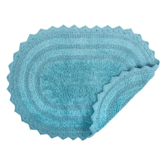 Kirkland's Home Turquoise Small Crochet Oval Bath Mat- Bathroom Rugs