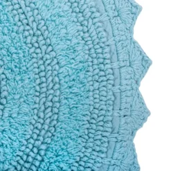 Kirkland's Home Turquoise Small Crochet Oval Bath Mat- Bathroom Rugs