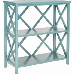 Kirkland's Home Turquoise Trellis Pine Wood Bookshelf- Bookshelves