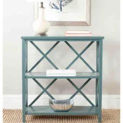 Kirkland's Home Turquoise Trellis Pine Wood Bookshelf- Bookshelves