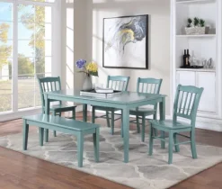 Kirkland's Home Turquoise Wood Classic Farmhouse Bench- Benches & Ottomans