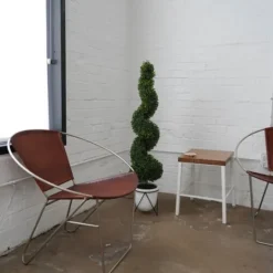 Kirkland's Home Twisted Boxwood Topiary In White Pot- Trees & Topiaries