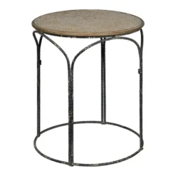 Kirkland's Home Twisted Metal Leg Rattan Top Accent Table- Accent & End Tables