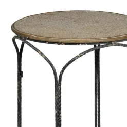 Kirkland's Home Twisted Metal Leg Rattan Top Accent Table- Accent & End Tables