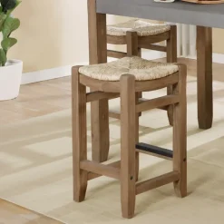 Kirkland's Home Twisted Seagrass And Wood Counter Stool- Bar Stools & Counter Height Stools