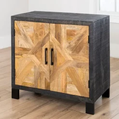 Kirkland's Home Two-Tone Diamond Parquet Cabinet- Cabinets & Sideboards