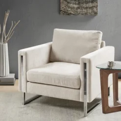 Kirkland's Home Upholstered And Chrome Accent Chair- Accent Chairs