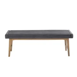 Kirkland's Home Upholstered And Wood Legs Bench- Benches & Ottomans