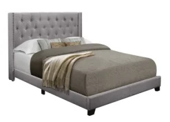 Kirkland's Home Upholstered Button Tufted Wing King Bed- Beds & Headboards