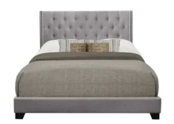 Kirkland's Home Upholstered Button Tufted Wing King Bed- Beds & Headboards