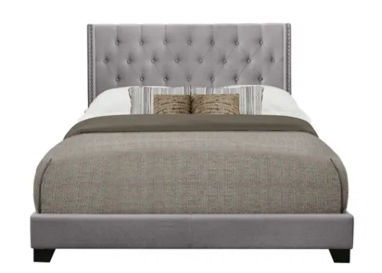 Kirkland's Home Upholstered Button Tufted Wing King Bed- Beds & Headboards