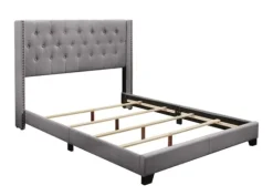 Kirkland's Home Upholstered Button Tufted Wing King Bed- Beds & Headboards