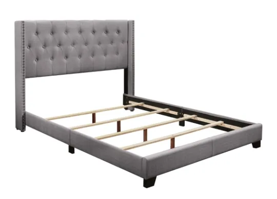 Kirkland's Home Upholstered Button Tufted Wing King Bed- Beds & Headboards