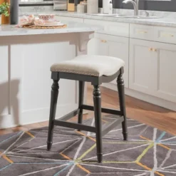 Kirkland's Home Upholstered Curved Seat Counter Stool- Bar Stools & Counter Height Stools