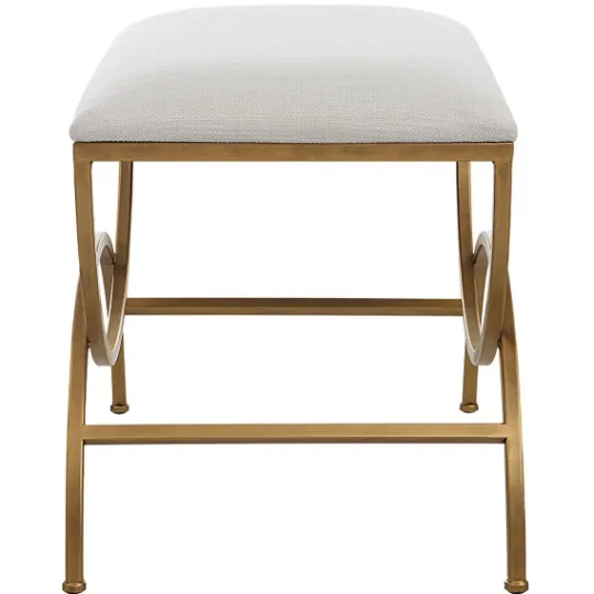 Kirkland's Home Upholstered Gold Metal Arched Frame Bench- Benches & Ottomans