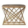 Kirkland's Home Upholstered Golden Geometric Net Base Stool- Benches & Ottomans