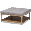 Kirkland's Home Upholstered Linen Tufted Ottoman With Shelf- Benches & Ottomans