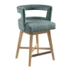 Kirkland's Home Upholstered Low Back Swivel Counter Stool- Bar Stools & Counter Height Stools