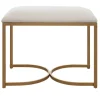 Kirkland's Home Upholstered Seat And Gold Metal Bench- Benches & Ottomans