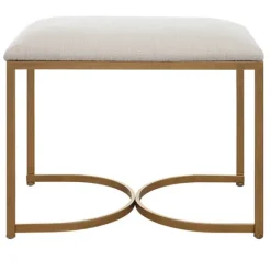 Kirkland's Home Upholstered Seat And Gold Metal Bench- Benches & Ottomans