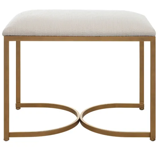 Kirkland's Home Upholstered Seat And Gold Metal Bench- Benches & Ottomans