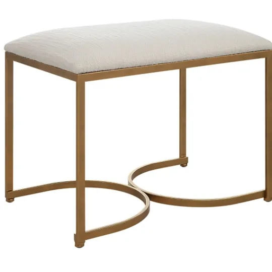 Kirkland's Home Upholstered Seat And Gold Metal Bench- Benches & Ottomans