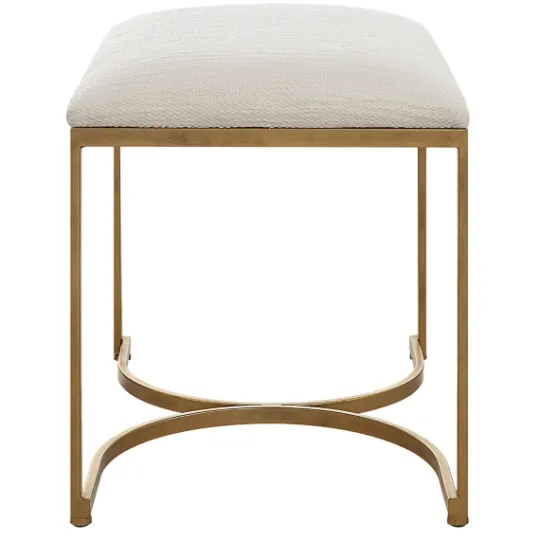 Kirkland's Home Upholstered Seat And Gold Metal Bench- Benches & Ottomans