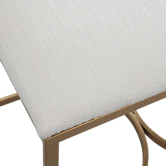 Kirkland's Home Upholstered Seat And Gold Metal Bench- Benches & Ottomans