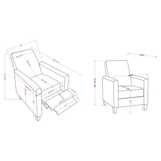 Kirkland's Home Upholstered Slim Push-Back Recliner- Accent Chairs