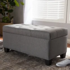 Kirkland's Home Upholstered Storage Ottoman- Benches & Ottomans