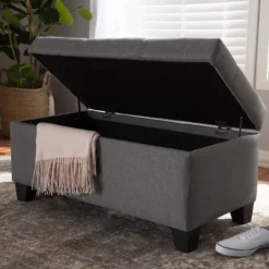 Kirkland's Home Upholstered Storage Ottoman- Benches & Ottomans