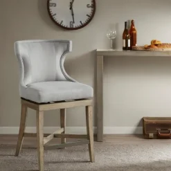 Kirkland's Home Upholstered Swivel Seat Counter Stool- Bar Stools & Counter Height Stools