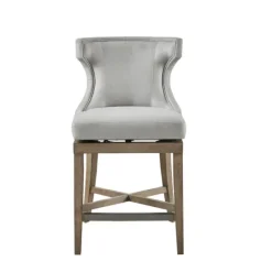 Kirkland's Home Upholstered Swivel Seat Counter Stool- Bar Stools & Counter Height Stools