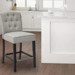 Kirkland's Home Upholstered Tufted Button Back Counter Stool- Bar Stools & Counter Height Stools
