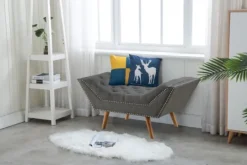 Kirkland's Home Upholstered Tufted Button Curved Bench- Benches & Ottomans