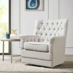 Kirkland's Home Upholstered Tufted Swivel Accent Chair- Accent Chairs