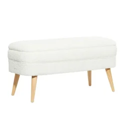Kirkland's Home Upholstered Wood Leg Storage Bench- Benches & Ottomans