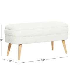Kirkland's Home Upholstered Wood Leg Storage Bench- Benches & Ottomans