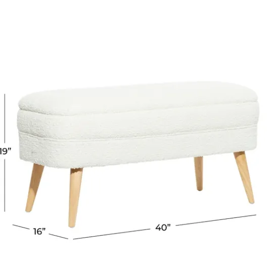 Kirkland's Home Upholstered Wood Leg Storage Bench- Benches & Ottomans