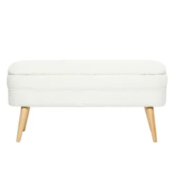 Kirkland's Home Upholstered Wood Leg Storage Bench- Benches & Ottomans