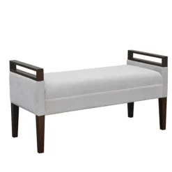 Kirkland's Home Upholstered Wood Trim Bench- Benches & Ottomans