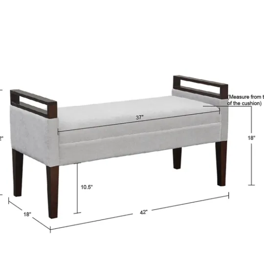 Kirkland's Home Upholstered Wood Trim Bench- Benches & Ottomans