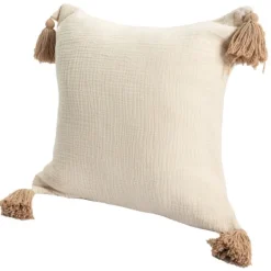 Kirkland's Home Vanilla Gauze Organic Tassel Throw Pillow- Pillows