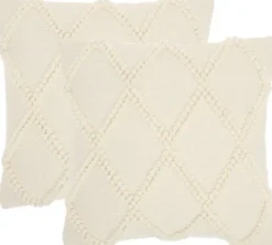 Kirkland's Home Vanilla Knotted Lattice Throw Pillows, Set Of 2- Pillows