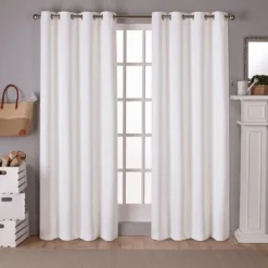 Kirkland's Home Vanilla Sateen Curtain Panel Set, 84 In.- Curtains & Drapes