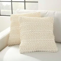 Kirkland's Home Vanilla Woven Stripes Throw Pillows, Set Of 2- Pillows