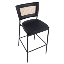 Kirkland's Home Vegan Leather And Rattan Bar Stools, Set Of 2- Bar Stools & Counter Height Stools