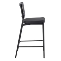 Kirkland's Home Vegan Leather And Rattan Counter Stools, Set Of 2- Bar Stools & Counter Height Stools