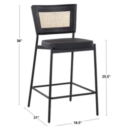 Kirkland's Home Vegan Leather And Rattan Counter Stools, Set Of 2- Bar Stools & Counter Height Stools